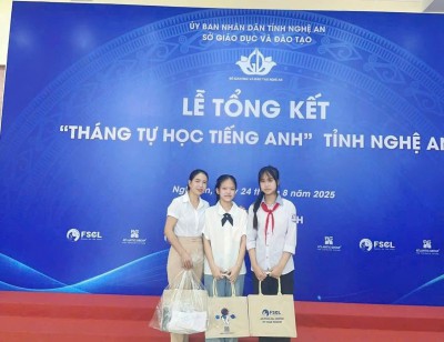 áng🌹Chúc mừng em Nguyễn Ngọc Thiên Minh và em Phan Bảo Hân lớp 7A trường THCS Nhân Thành (học sinh của cô Lê Thị Quỳnh Nga) đã được tuyên dương và nhận thưởng trong chương trình “Lễ Tổng kếTự Học Tiếng Anh tỉnh Nghệ An”